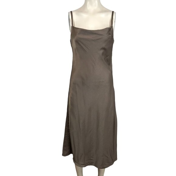 ADIDAS - WOMEN'S XS -BROWN SPAGHETTI STRAP SLIP MIDI DRESS - Picture 1 of 9